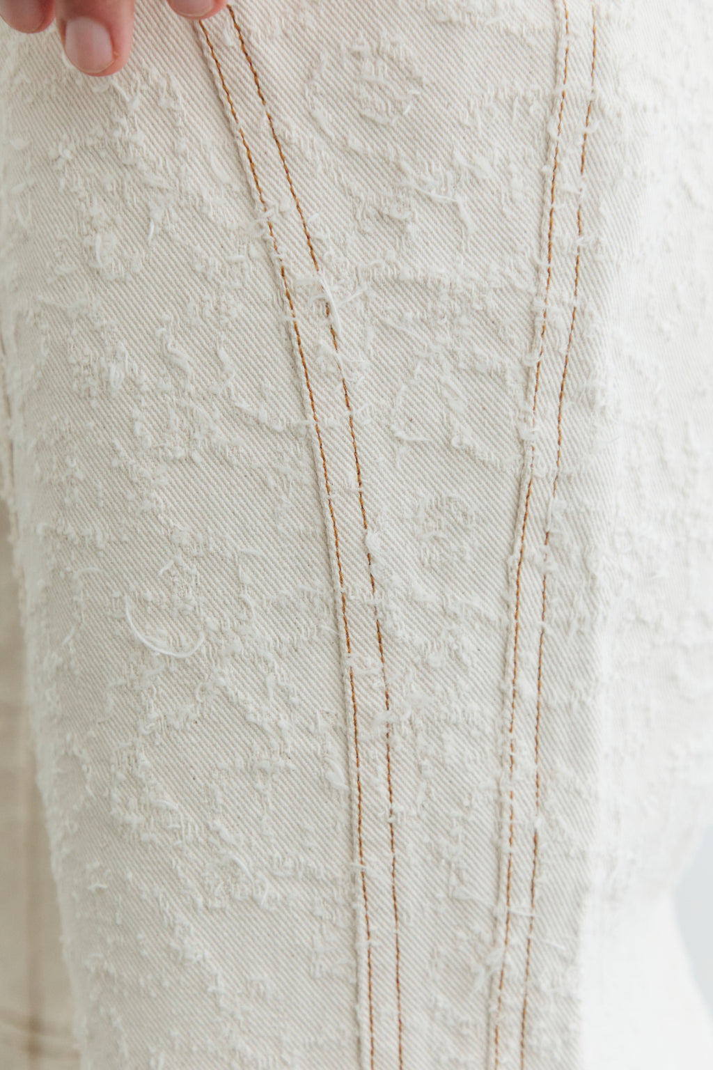 Ivory Textured Bootcut Denim