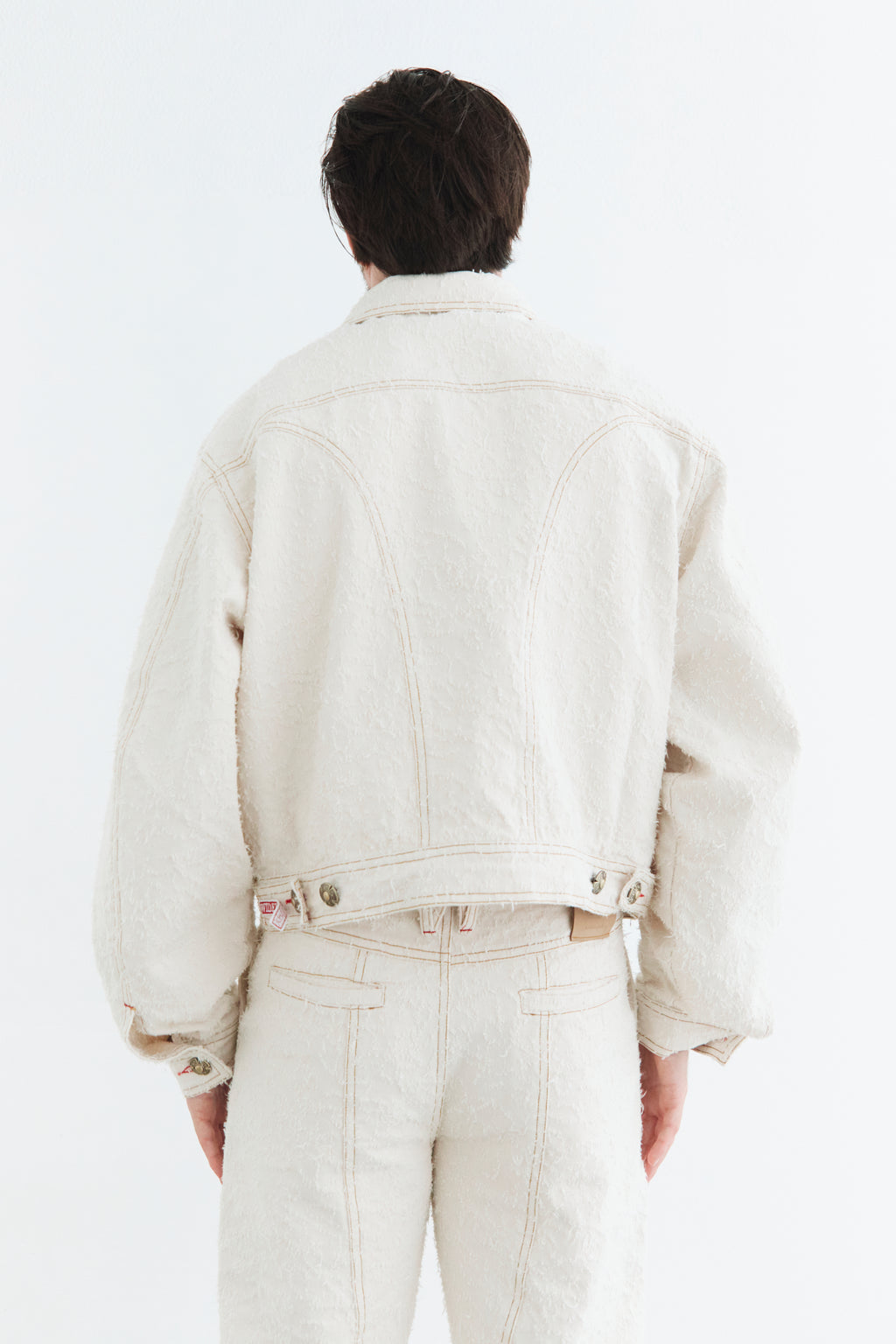 Ivory Textured Denim Jacket