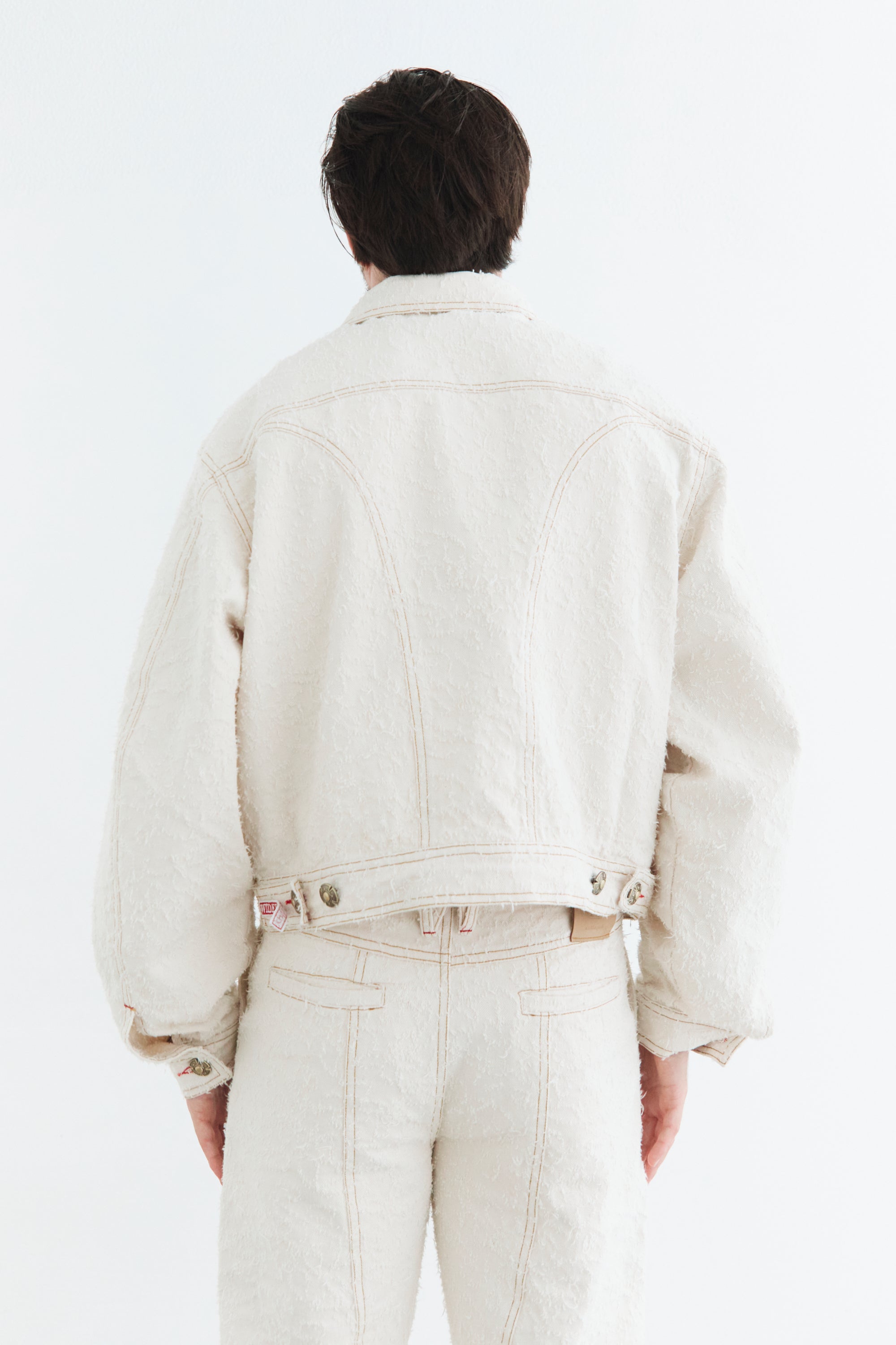 Ivory Textured Denim Jacket